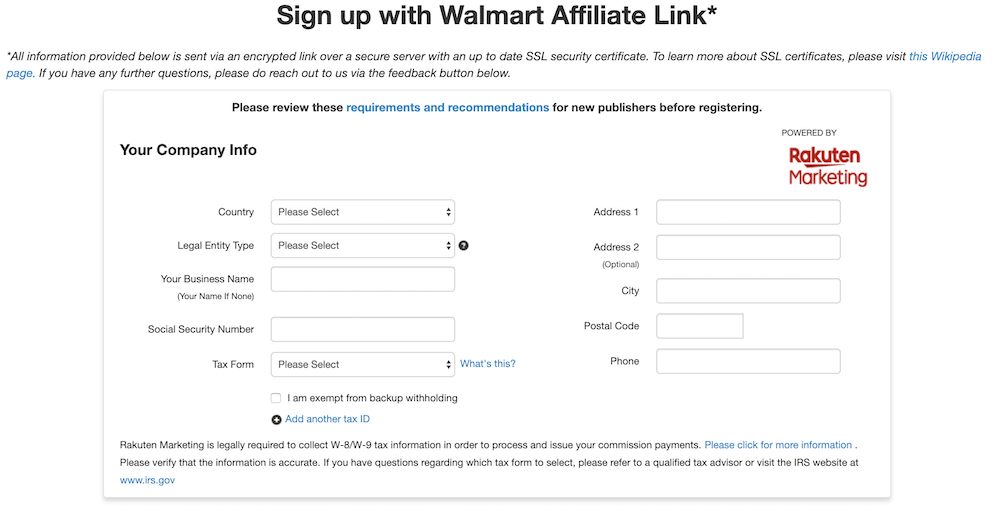 sign up with the walmart affiliate program