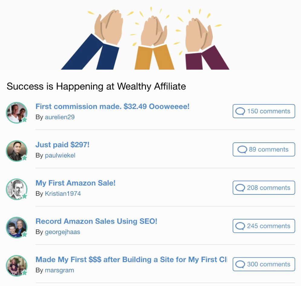 Wealthy Affiliate success posts amazon