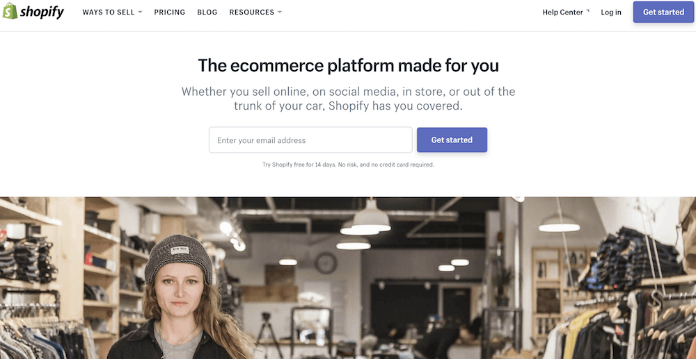 shopify homepage