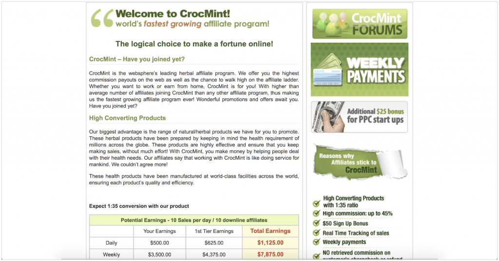 CrocMint Affiliate Program review