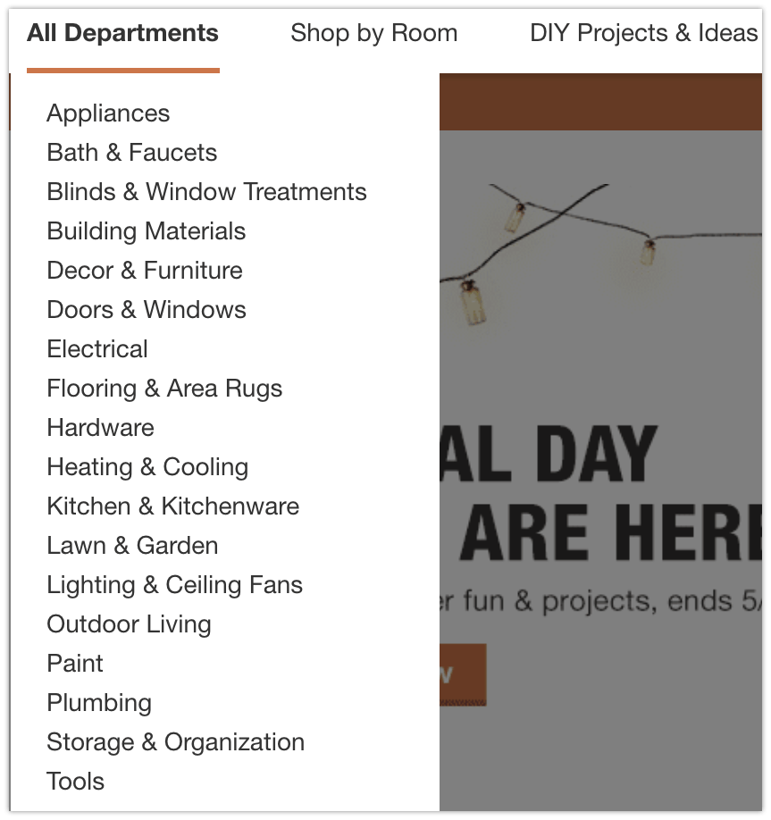 HomeDepot departments you can promote as an affiliate