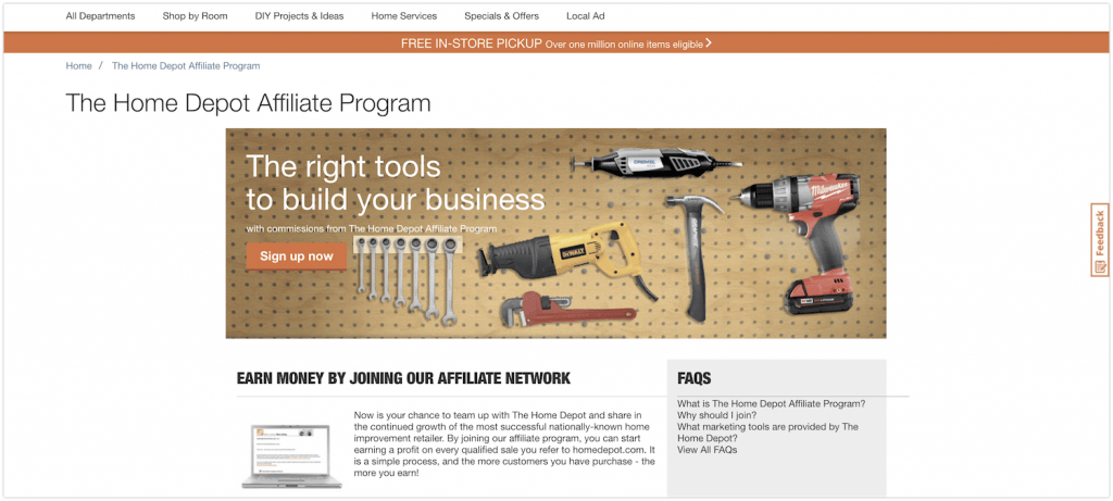 home depot affiliate program review