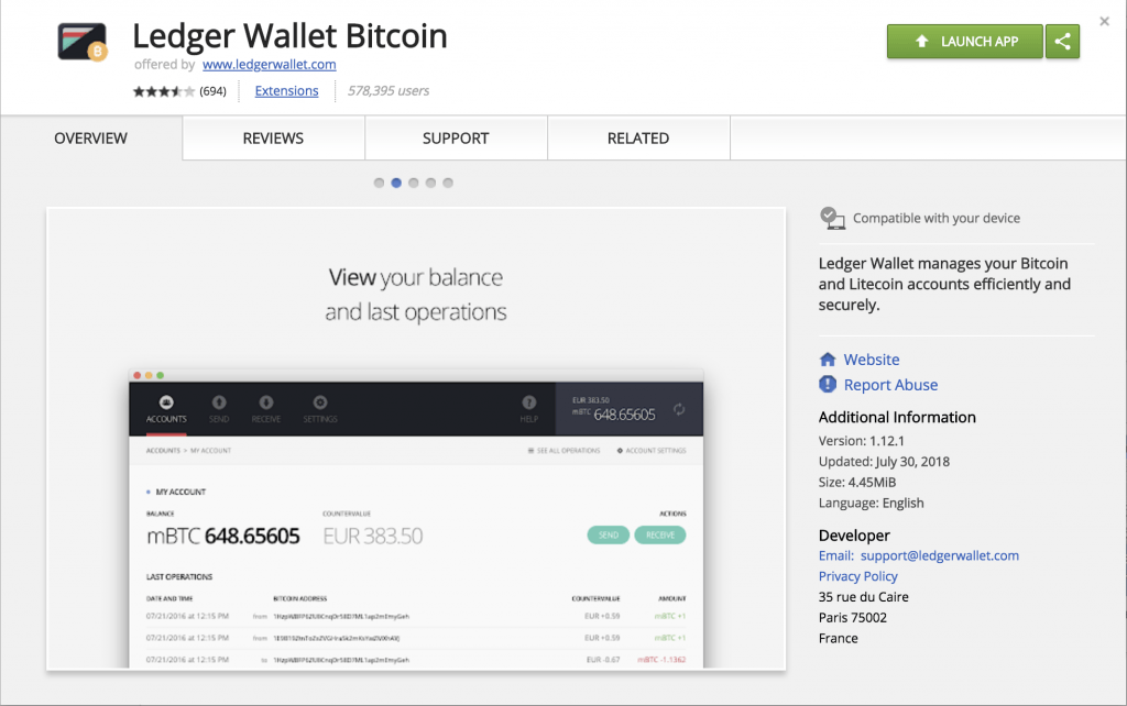 ledger bitcoin wallet chrome