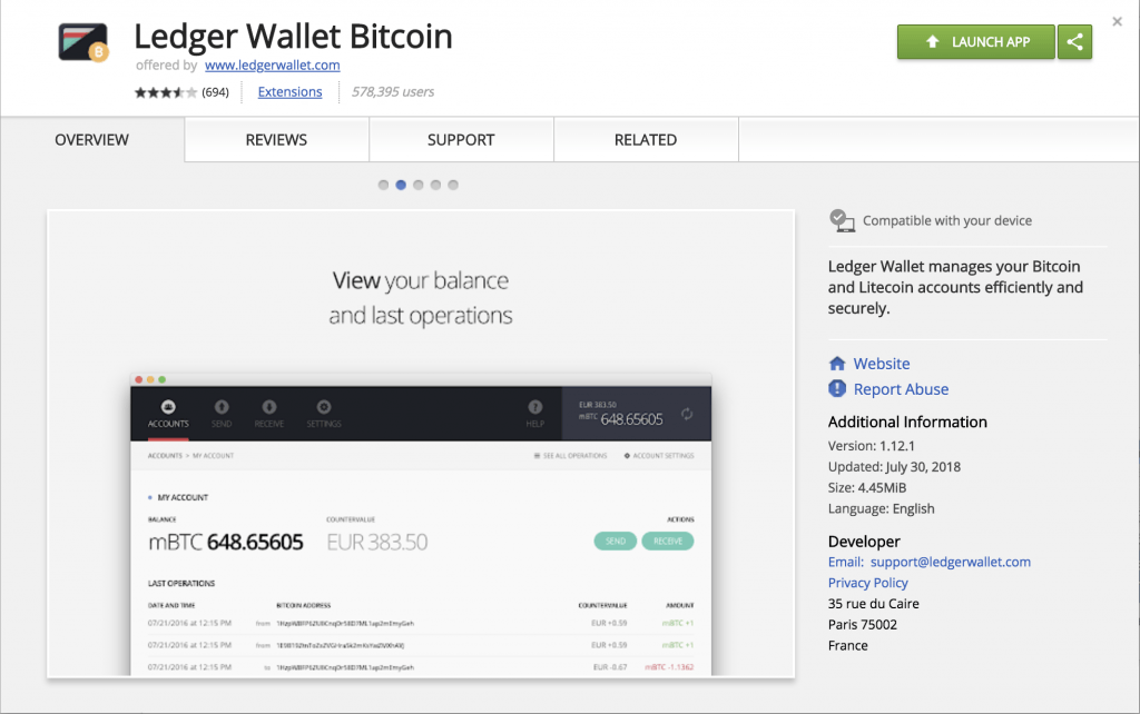 btc ledger chrome