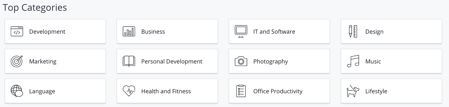 udemy course categories