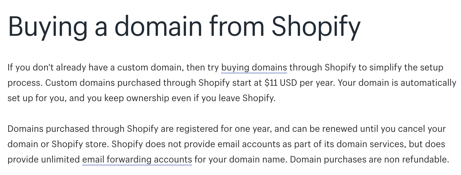 buying a domain from shopify