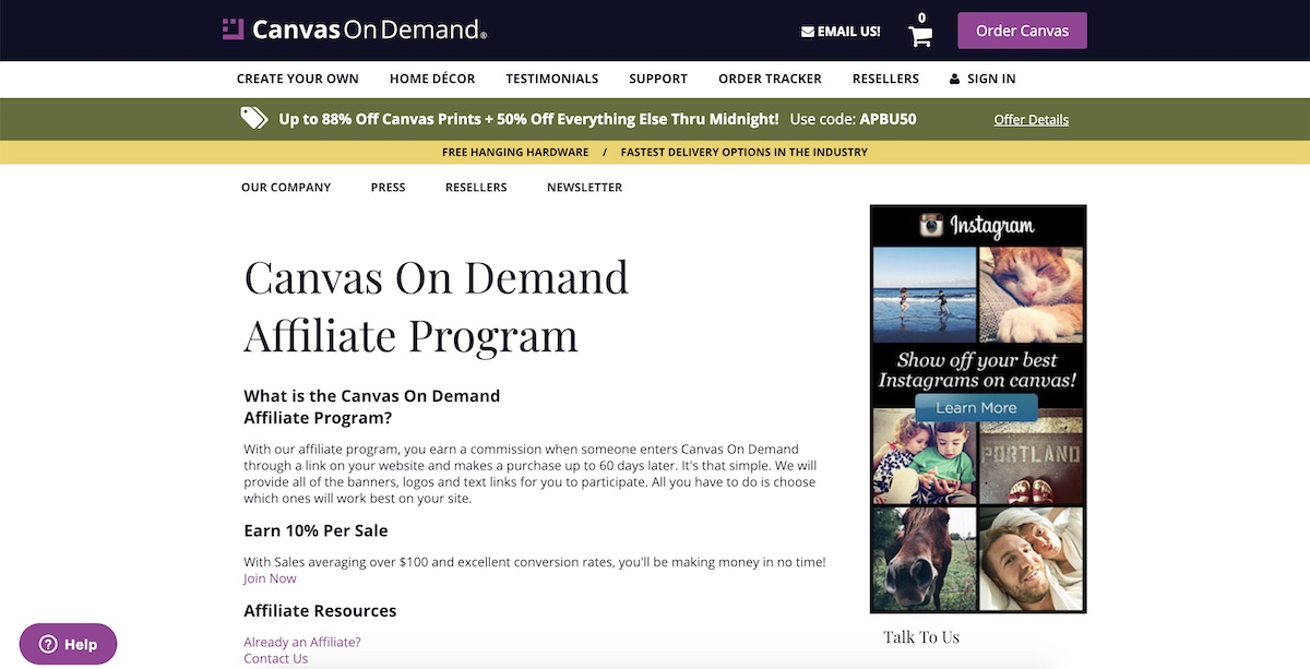canvas on demand affiliate program
