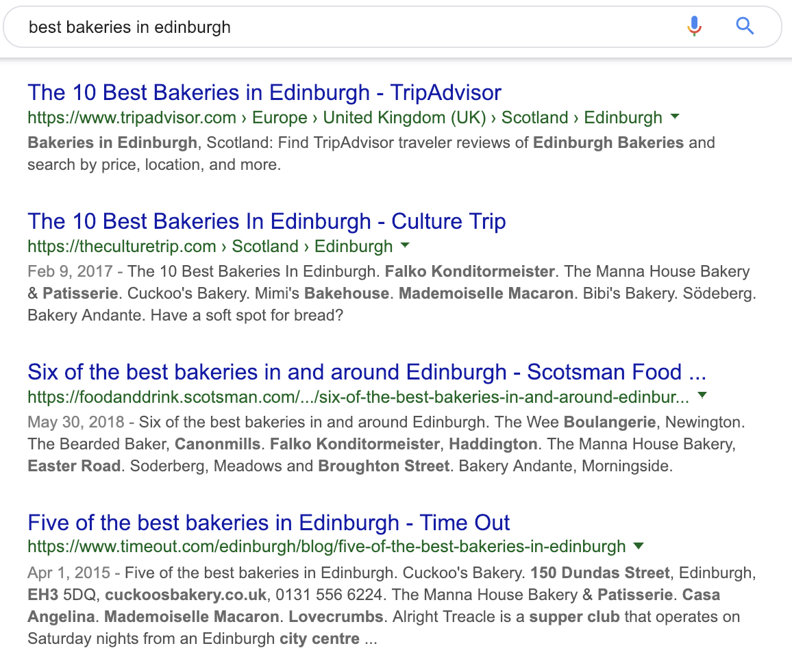 example of what local organic search results will look like