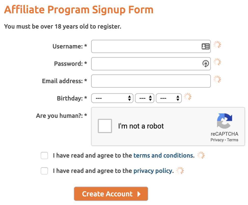 chaturbate affiliate program sign up form