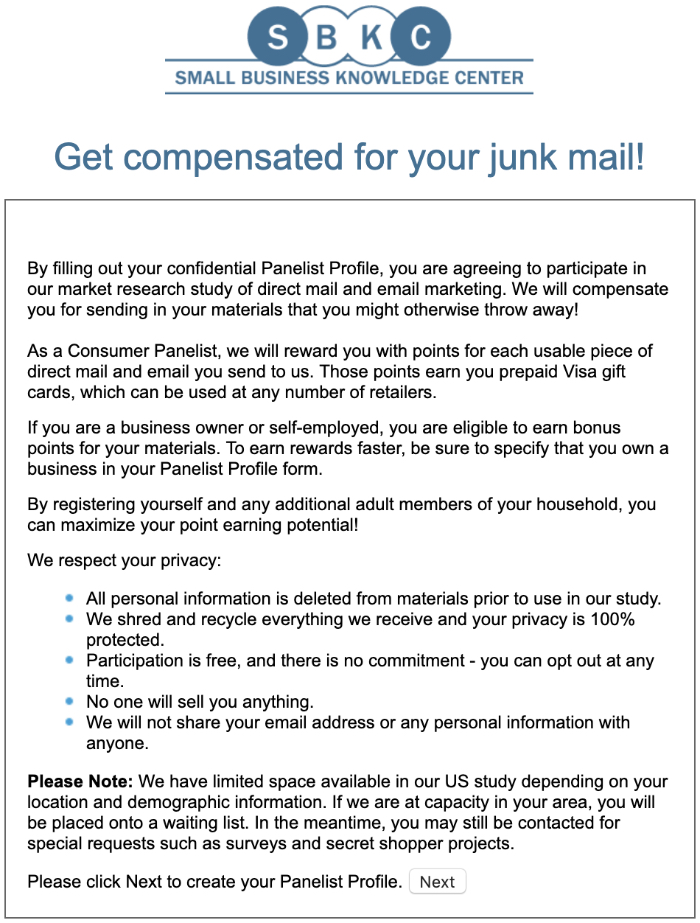 get compensated to send junk mail