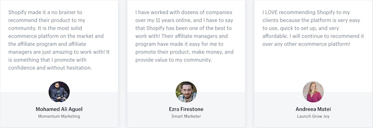 shopify affiliates testimonials