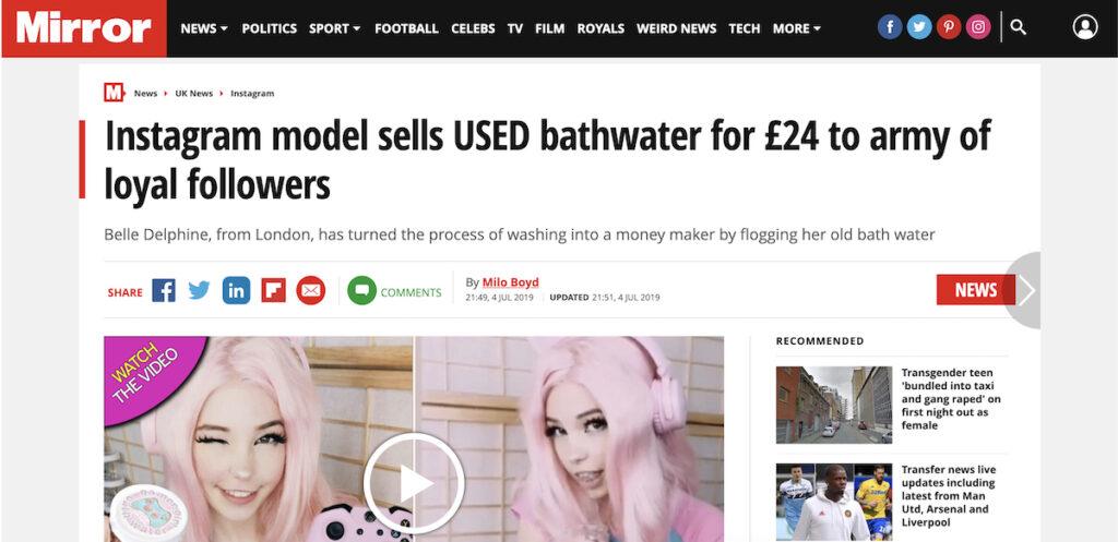 Instagram model sells USED bathwater