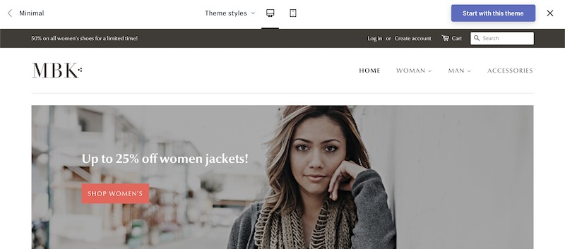 minimal theme demo free shopify themes