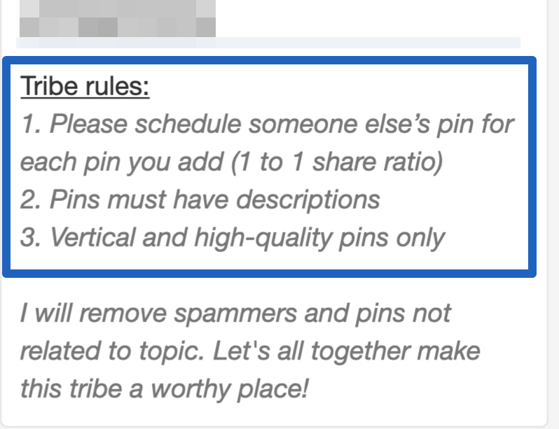 pinterest tribes rules