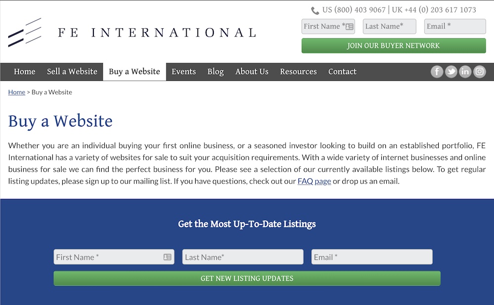 buy a website from fe international