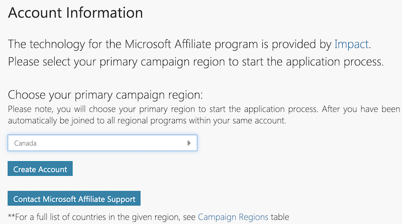 registering as a microsoft affiliate