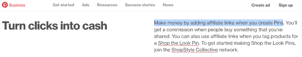 pinterest allows you to share affiliate links without a blog