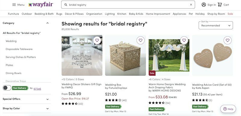 wayfair bridal registry affiliate program